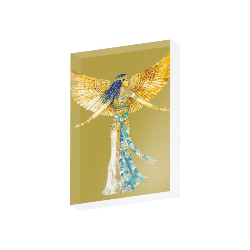 🇬🇧/🇩🇪 Isis – Temple Gold Light · Acrylic Blessing Block · Lichtbild für deinen Raum