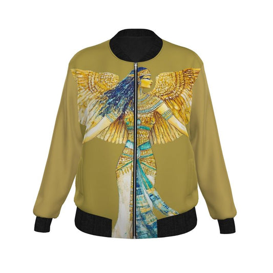 Isis Temple Gold Light 🇬🇧 Designer Bomber Jacket for Women 🇩🇪 Damen Designer Bomberjacke