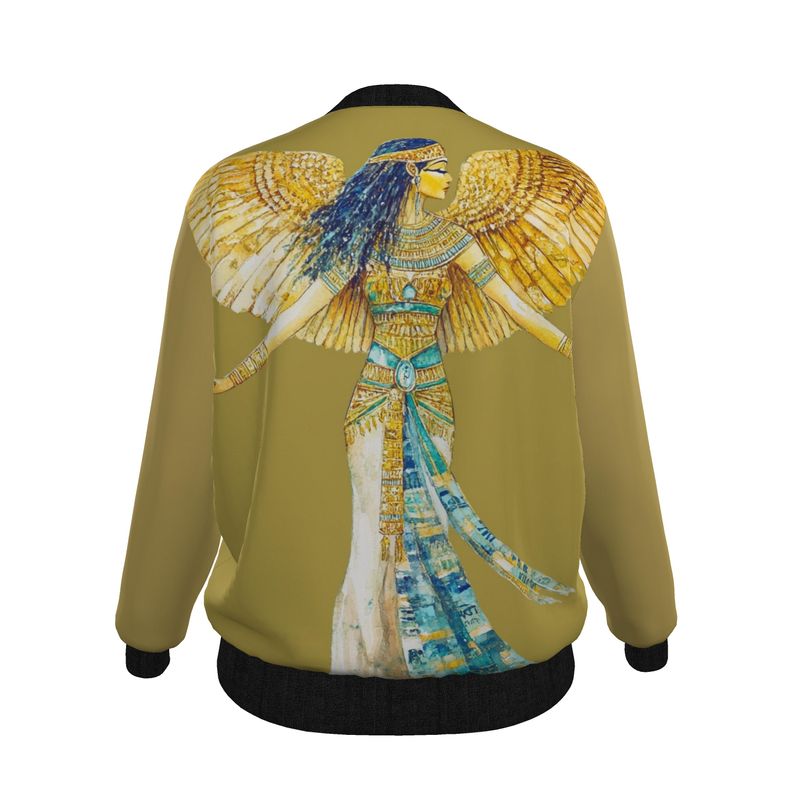 Isis Temple Gold Light 🇬🇧 Designer Bomber Jacket for Women 🇩🇪 Damen Designer Bomberjacke