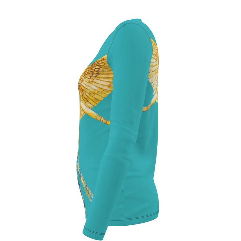 Isis Soul Aqua Ray 🇬🇧 Designer Women’s Long Sleeve Shirt  🇩🇪 Designer Damen-Langarmshirt
