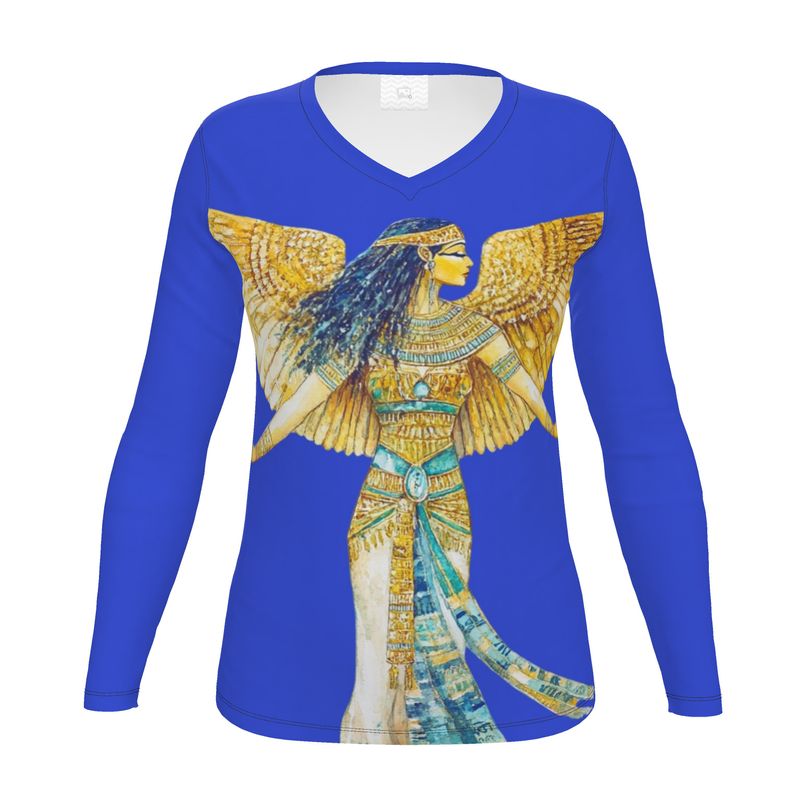 Isis Royal Blue Radiance 🇬🇧 Designer Women’s Long Sleeve Shirt  🇩🇪 Designer Damen-Langarmshirt