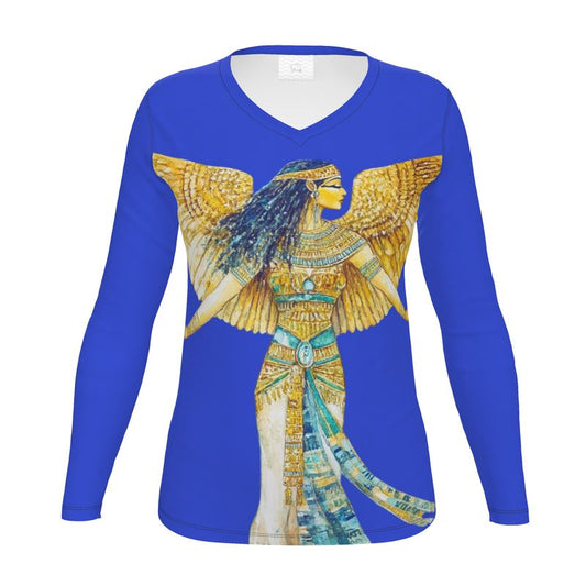 Isis Royal Blue Radiance 🇬🇧 Designer Women’s Long Sleeve Shirt  🇩🇪 Designer Damen-Langarmshirt