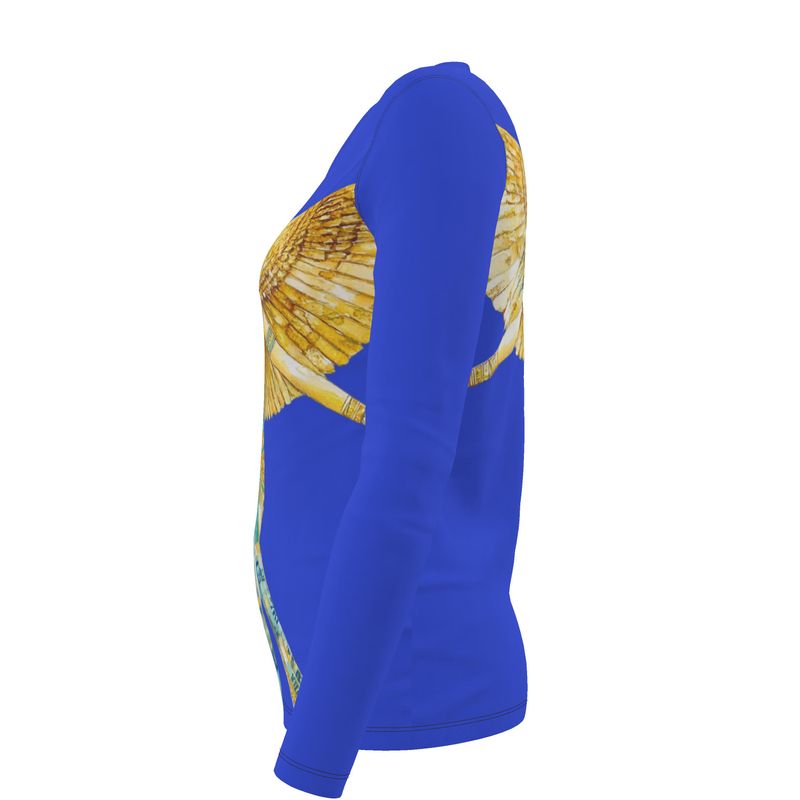 Isis Royal Blue Radiance 🇬🇧 Designer Women’s Long Sleeve Shirt  🇩🇪 Designer Damen-Langarmshirt