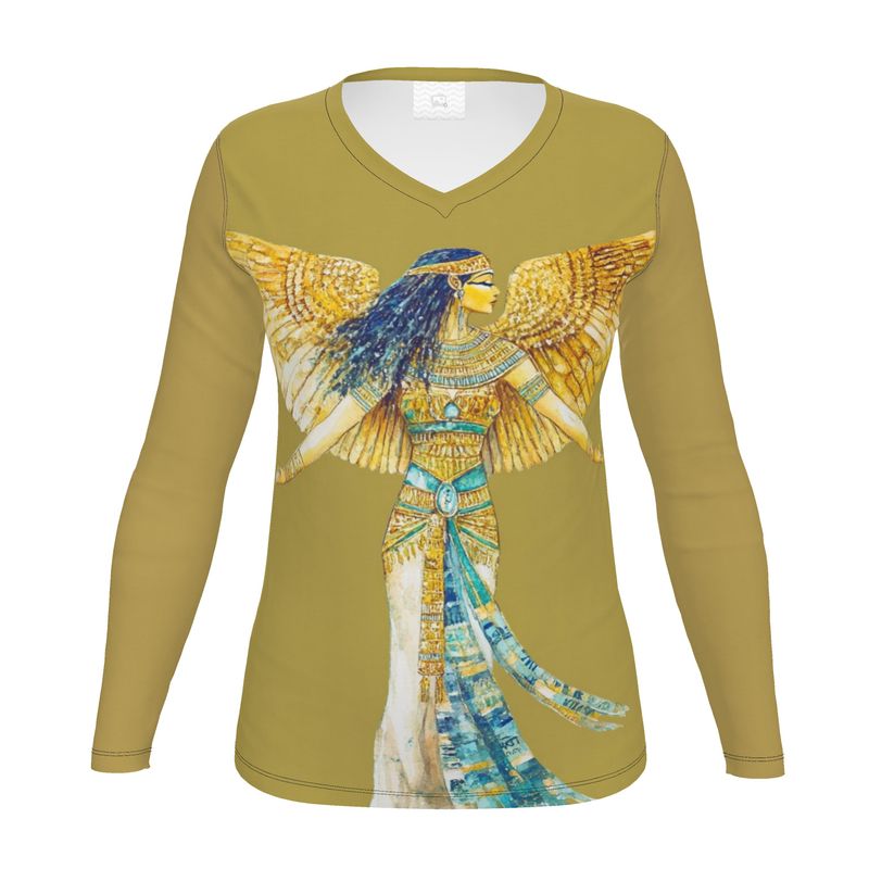 Isis Temple Gold Light 🇬🇧 Designer Women’s Long Sleeve Shirt  🇩🇪 Designer Damen-Langarmshirt